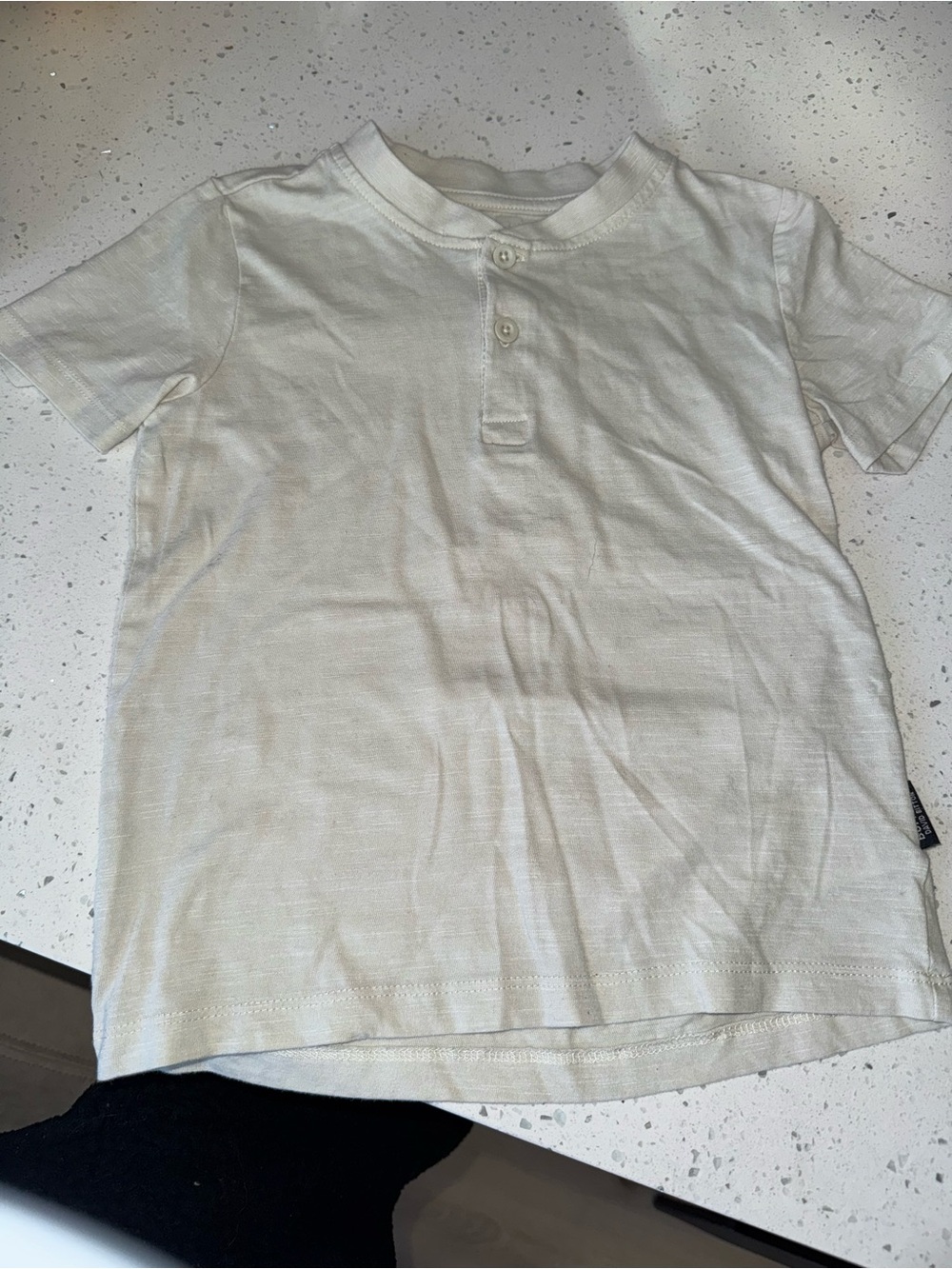 Kids Short Sleeve Henley Tee in Off-White